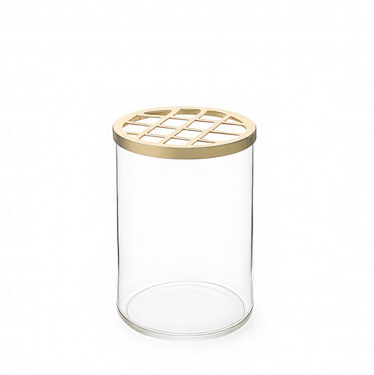 Glass & Brass Flower Cylinder Vase