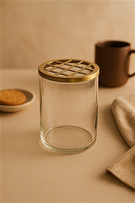 Glass & Brass Flower Cylinder Vase
