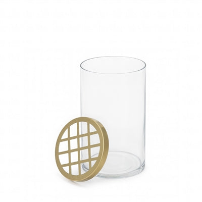Glass & Brass Flower Cylinder Vase