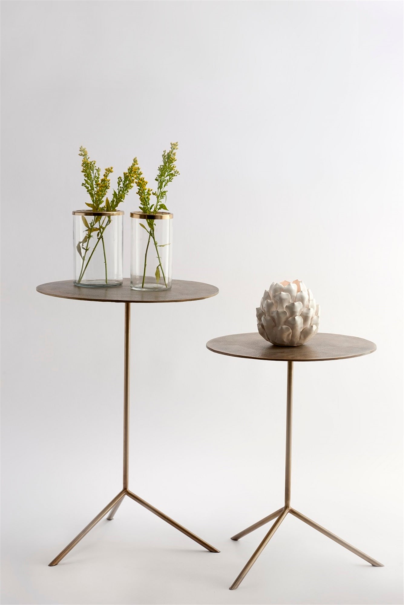 Glass & Brass Flower Cylinder Vase