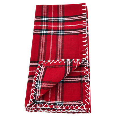 Plaid Whipstitch Napkin: Red / 20" Set of 4