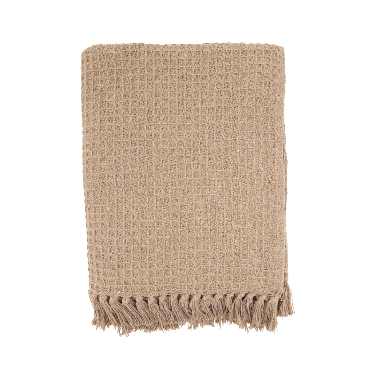 Natural Waffle Weave Throw w/Tassels