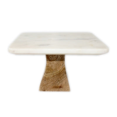 Marble Cake Plate w/ Wood Base