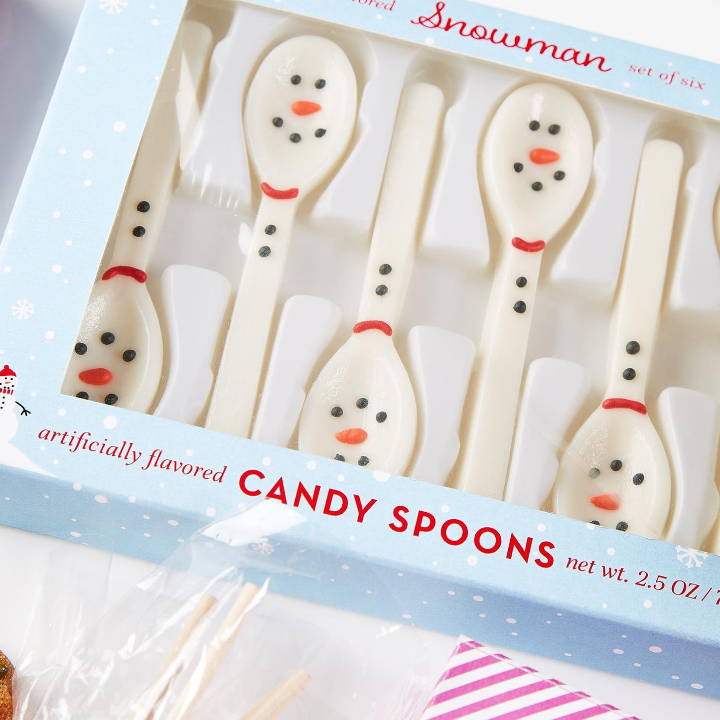 Snowman Edible Vanilla Candy Spoons