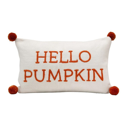 Pillow Hello Pumpkin Knit w/pom