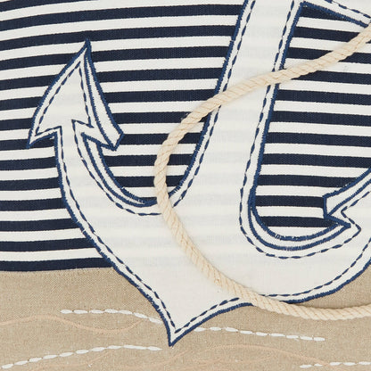 Coastal Embroidered Anchor Pillow