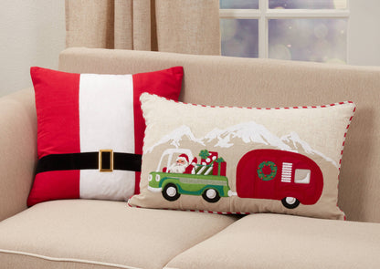 Pillow With Santa Truck & Trailer