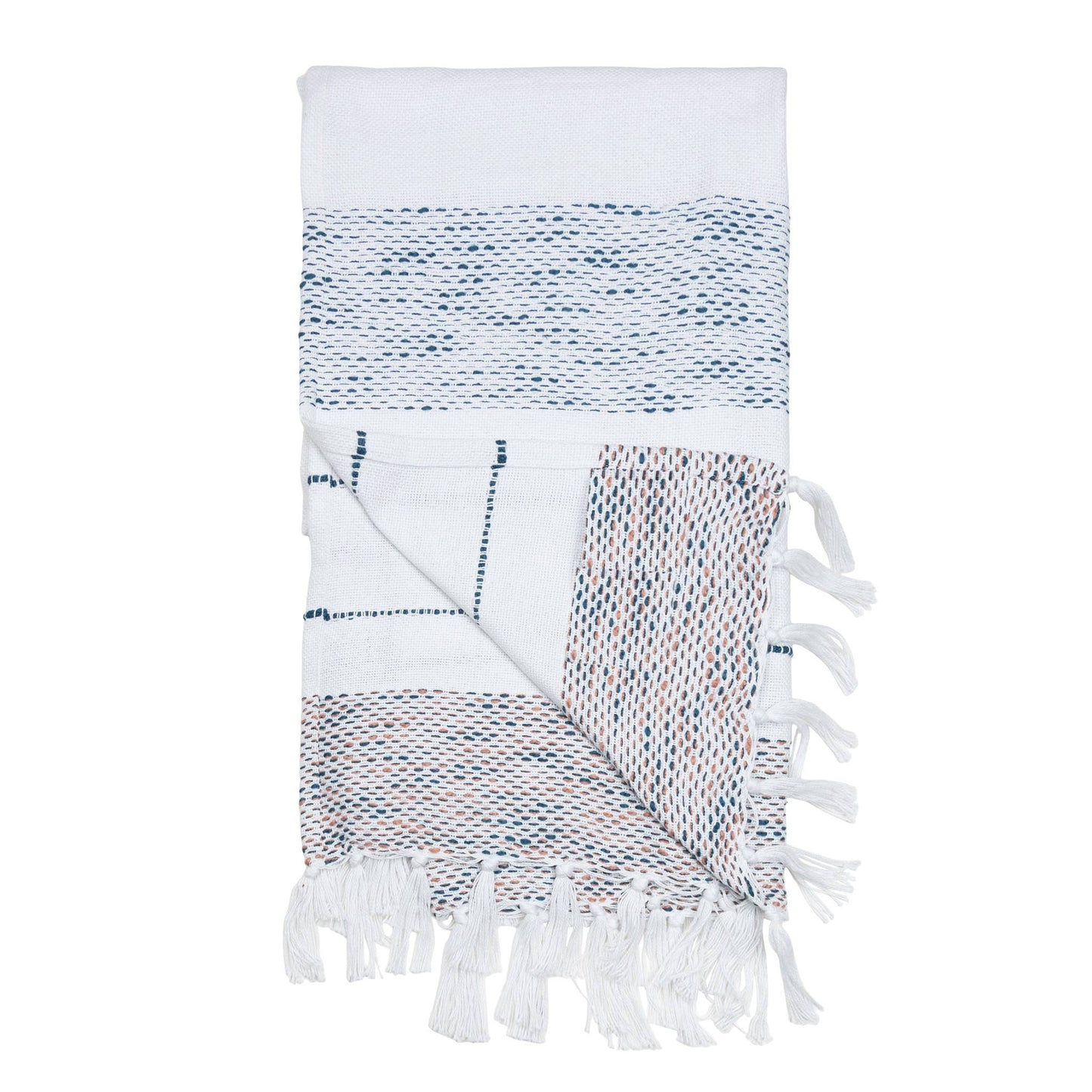 Indoor/Outdoor Recycled Woven Throw Blanket: Tidal Teal