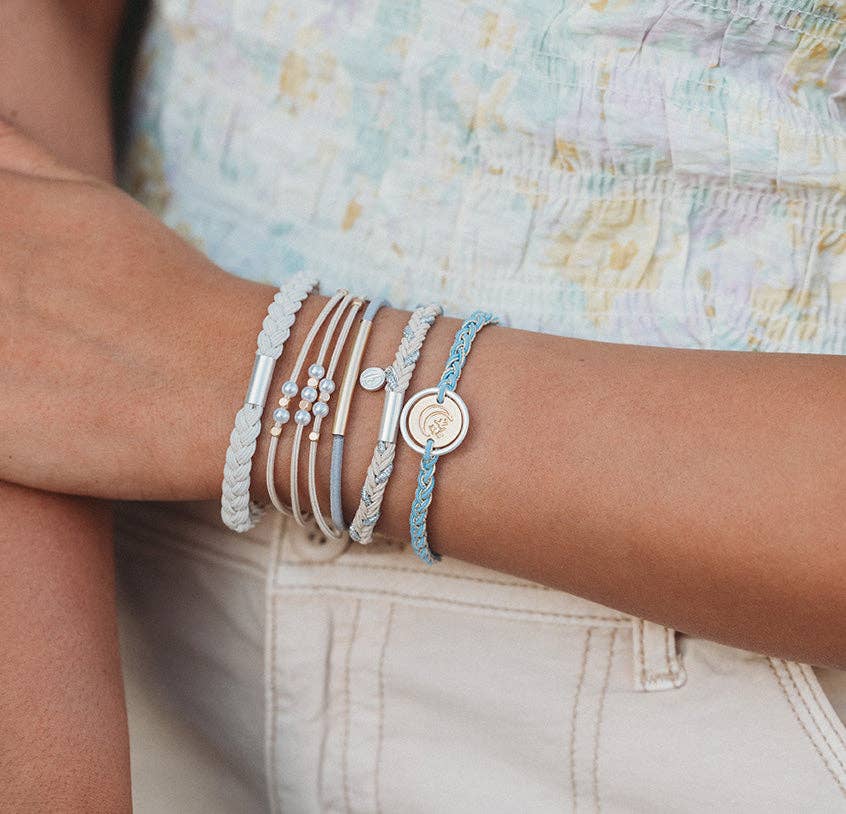 "Wonder" Soft Creams and Blues Hair Tie/Bracelets