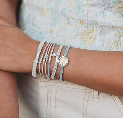 "Wonder" Soft Creams and Blues Hair Tie/Bracelets