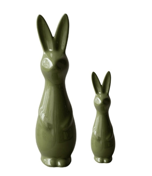 Green Ceramic Bunny Set