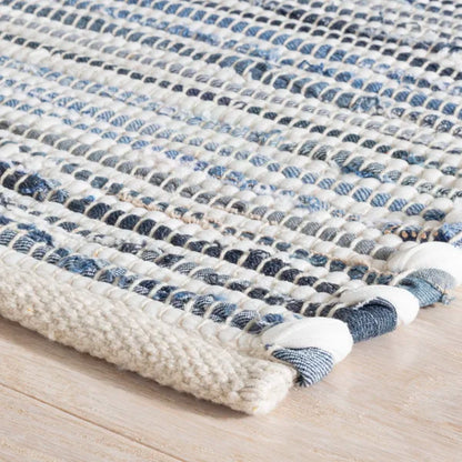 Denim Rag Ribbed Woven Cotton Rug