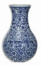Hand-Stamped Patterned Stoneware Vase Blue & White