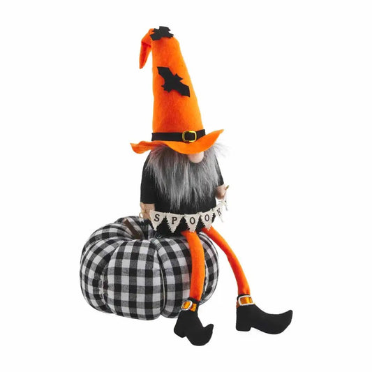 Plaid Pumpkin Halloween Gnome