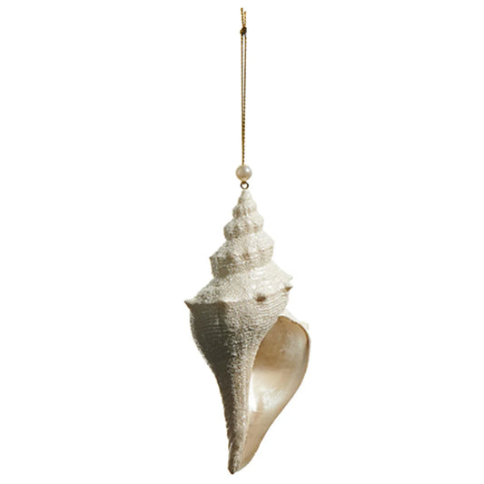 Ivory Glitter Conch Shell Ornament