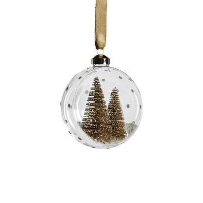 Clear Glass Ornament with Pine Trees