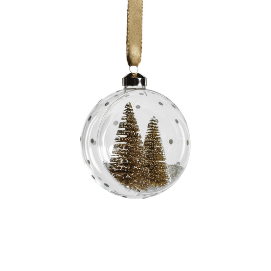 Clear Glass Ornament with Pine Trees