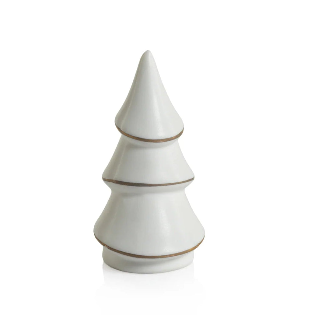White ceramic Christmas tree on a white background