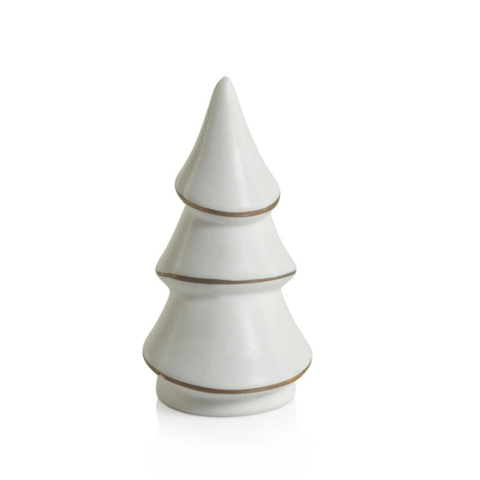 White ceramic Christmas tree on a white background