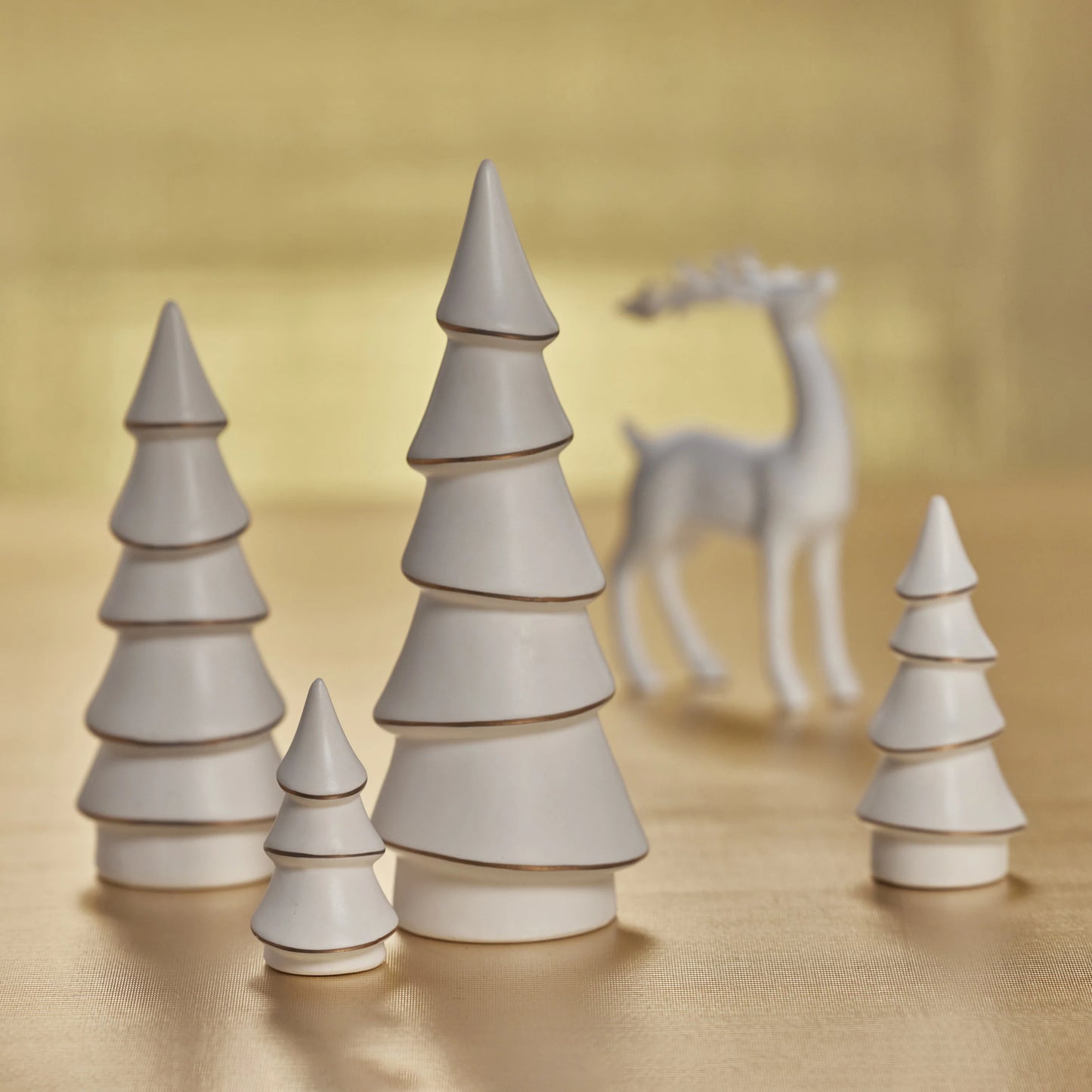 Porcelain Tree - White with Gold Trim