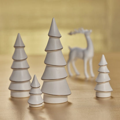 Porcelain Tree - White with Gold Trim