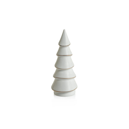 Porcelain Tree - White with Gold Trim