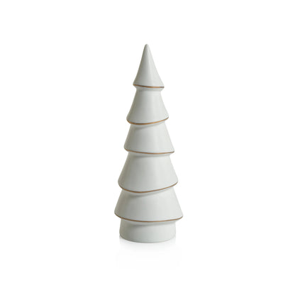 Porcelain Tree - White with Gold Trim