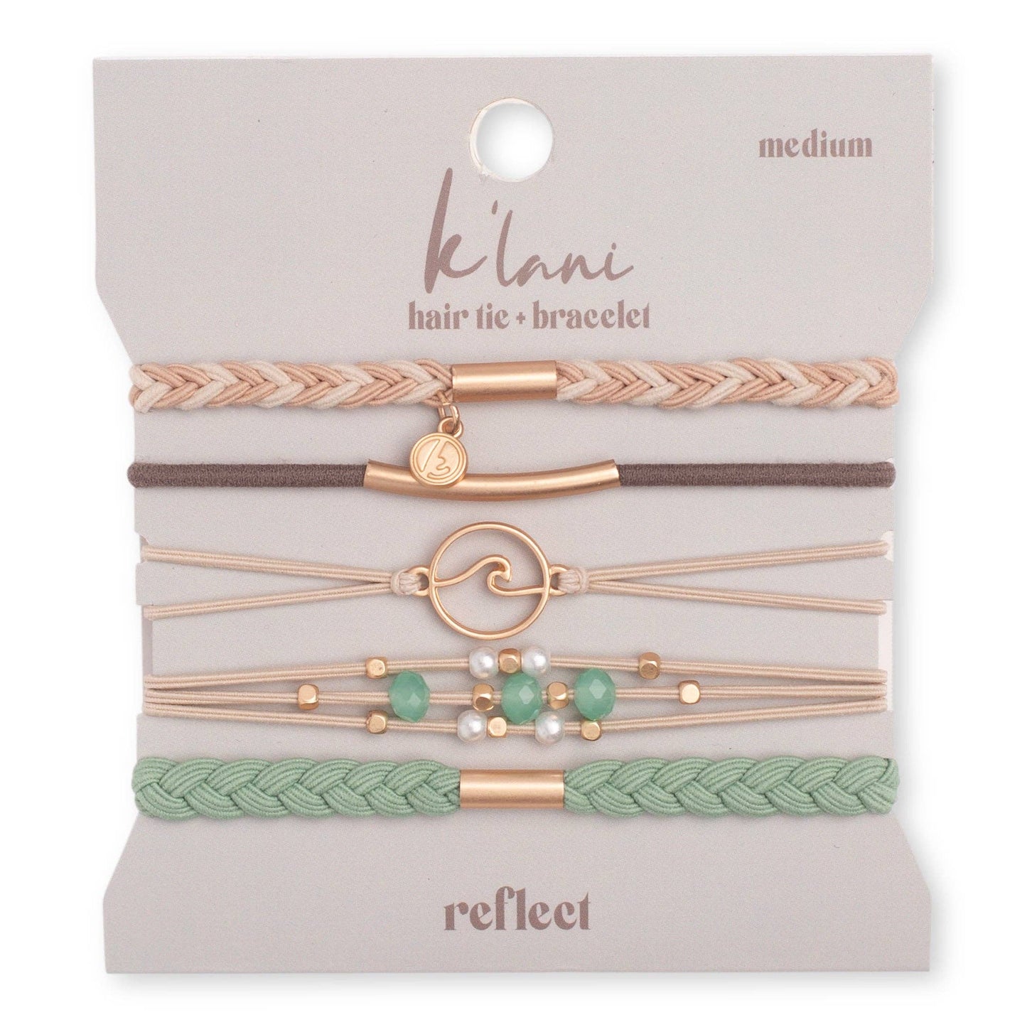 "Reflect" Gold Wave with Beachy Neutrals Hair/Tie Bracelets