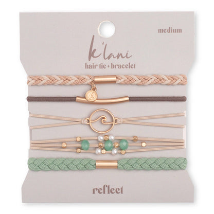 "Reflect" Gold Wave with Beachy Neutrals Hair/Tie Bracelets