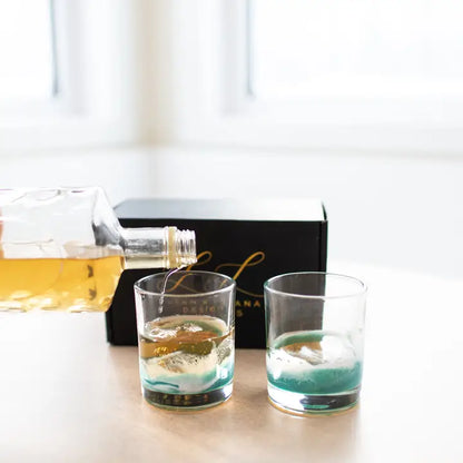 Resin Coated Lowball Glasses S/2