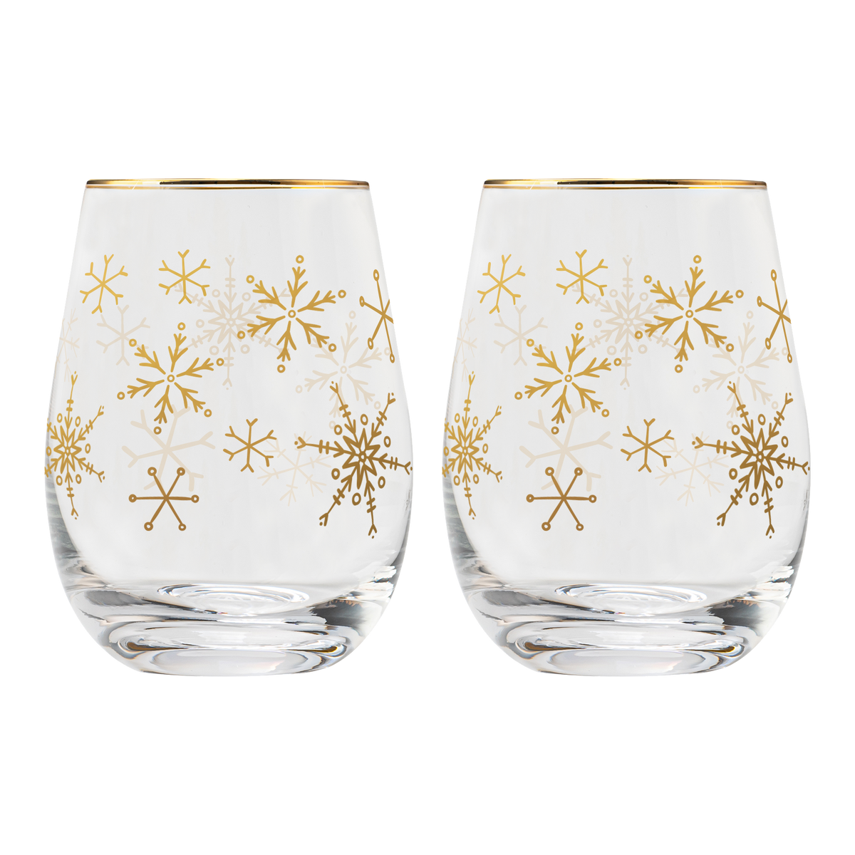 Set of 2 Snowflake Stemless Wine Glasses
