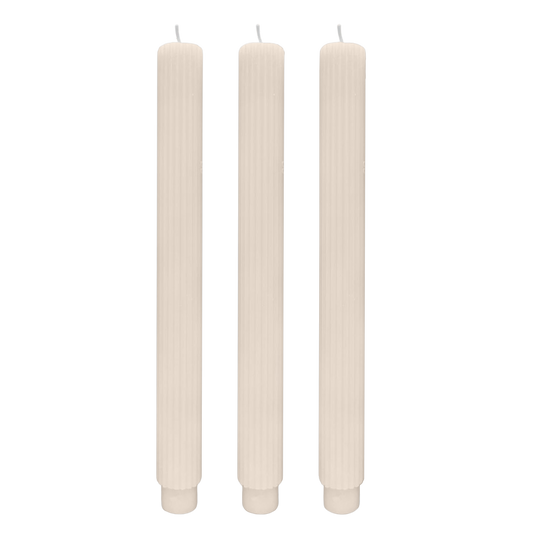 Fluted Taper Candles, Set of 3