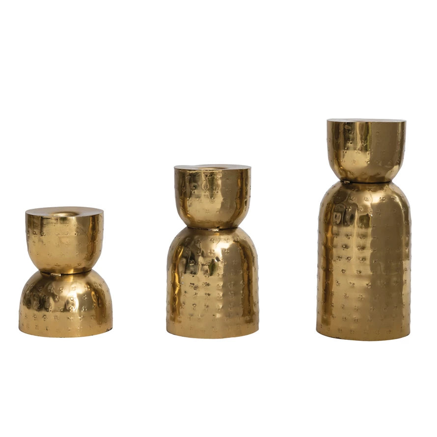 Antique Gold  Hammered Taper Holders
