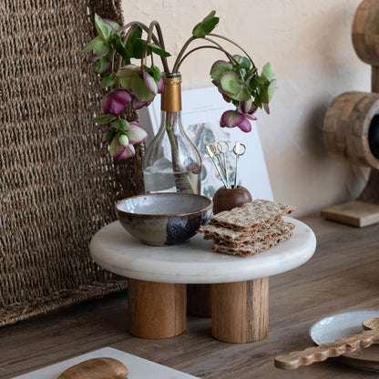 Marble Pedestal w/Wood Legs