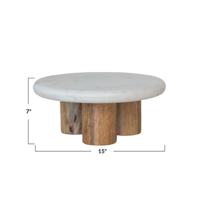 Marble Pedestal w/Wood Legs