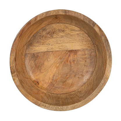 Ribbed Wood Footed Bowl