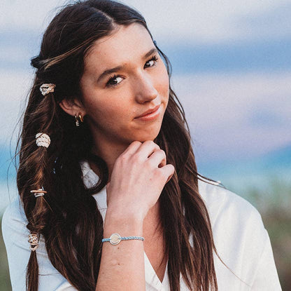 "Wonder" Soft Creams and Blues Hair Tie/Bracelets