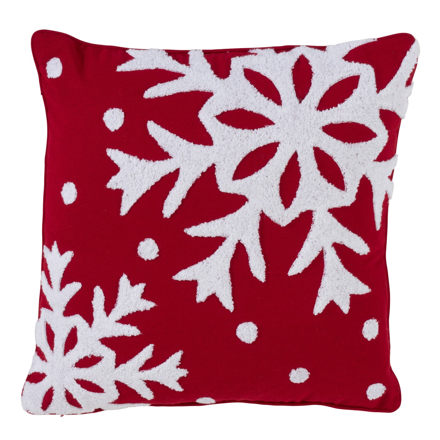 Snowflake Pillow-Down Filled: Red / Down Insert / 16"