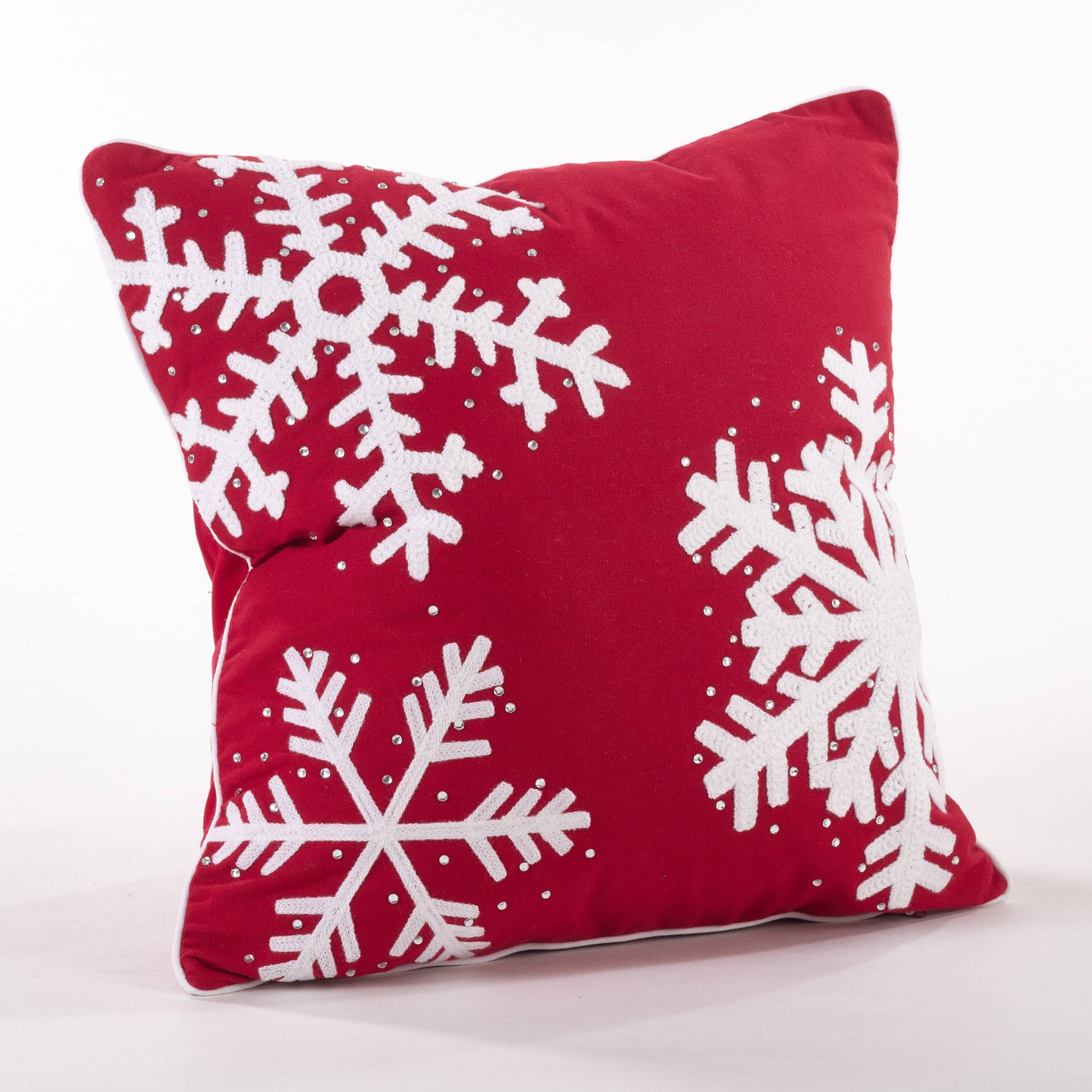 Studded Snowflake Pillow - Down Filled: Red / Down Insert / 18"