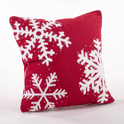 Studded Snowflake Pillow - Down Filled: Red / Down Insert / 18"
