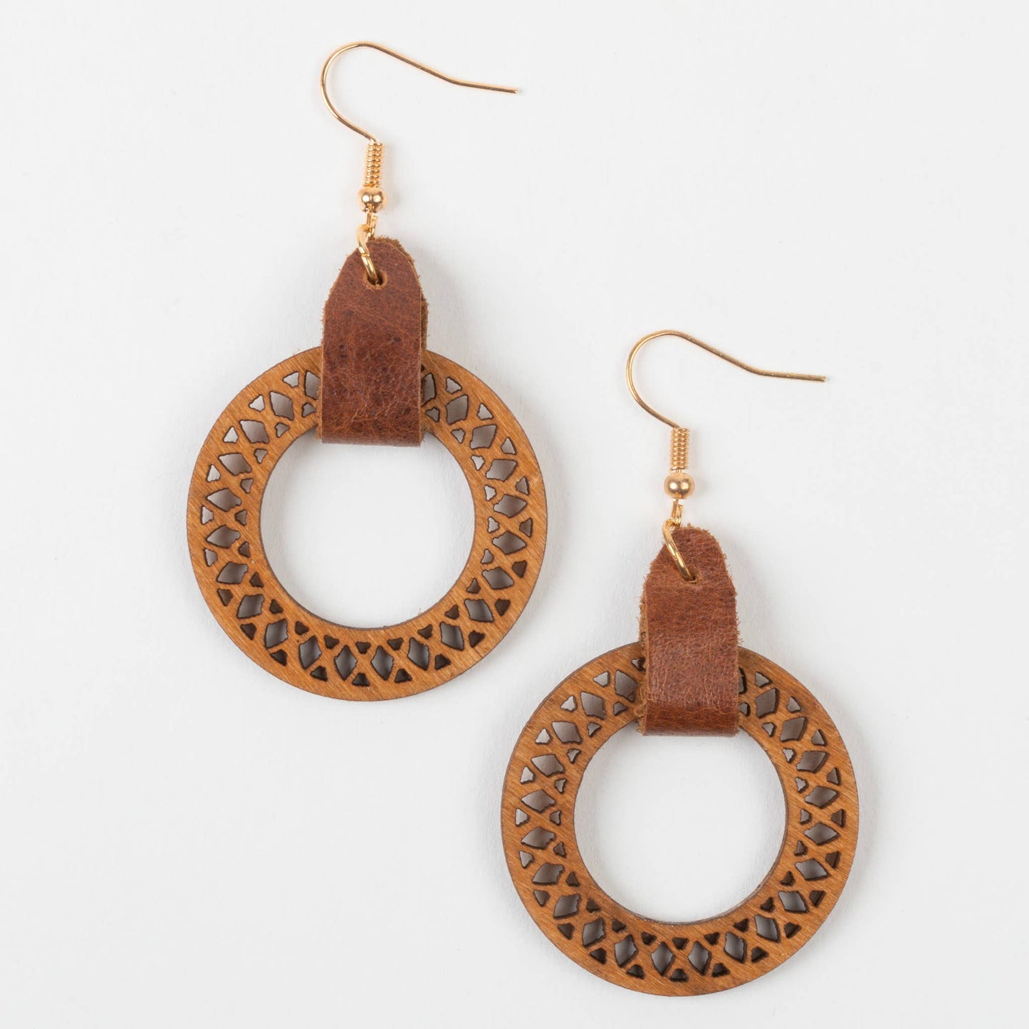 Samira Lightweight Blonde Geometric Wood Drop Earrings