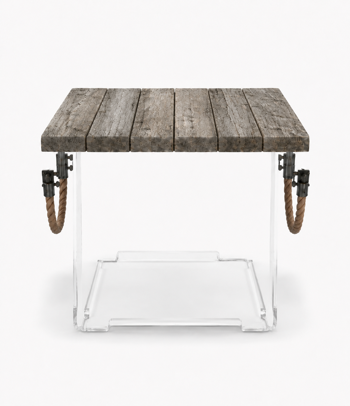Clear cube w/ wood and rope handles
