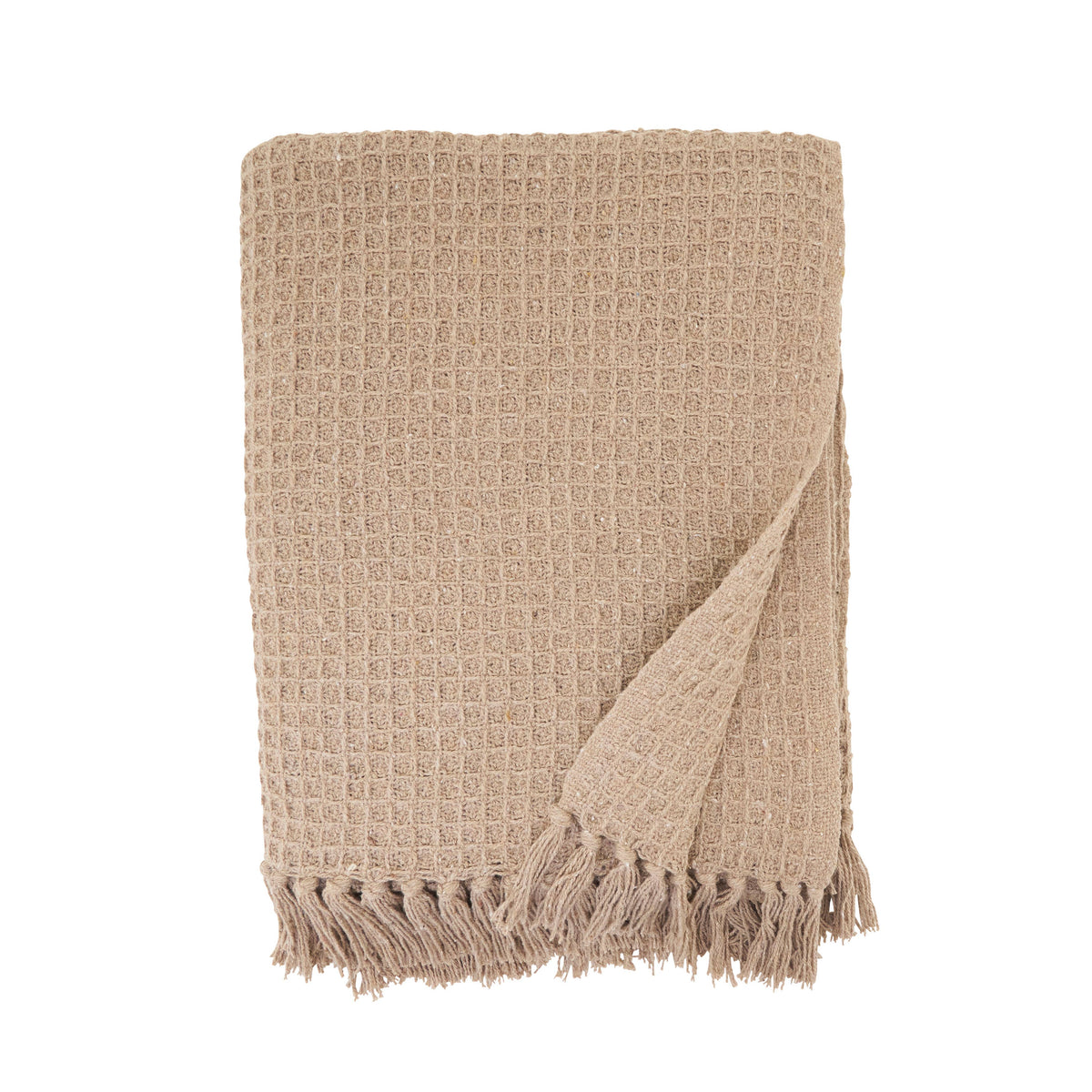 Natural Waffle Weave Throw w/Tassels