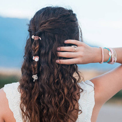 "Shimmer" Coral with Shell Hair Tie/Bracelets