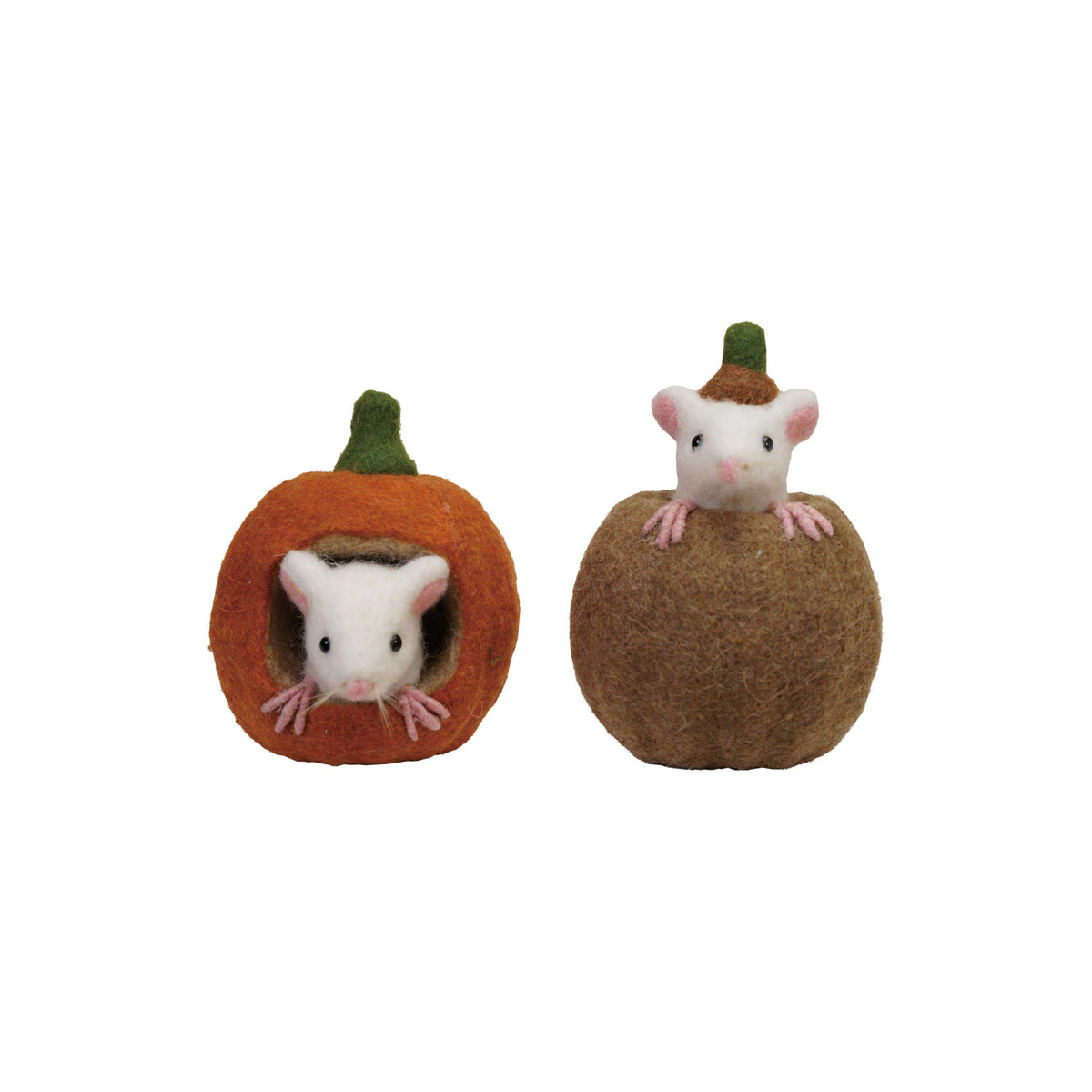 Wool Felt Pumpkin w/Mouse (2 Styles)