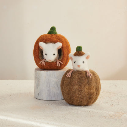 Wool Felt Pumpkin w/Mouse (2 Styles)