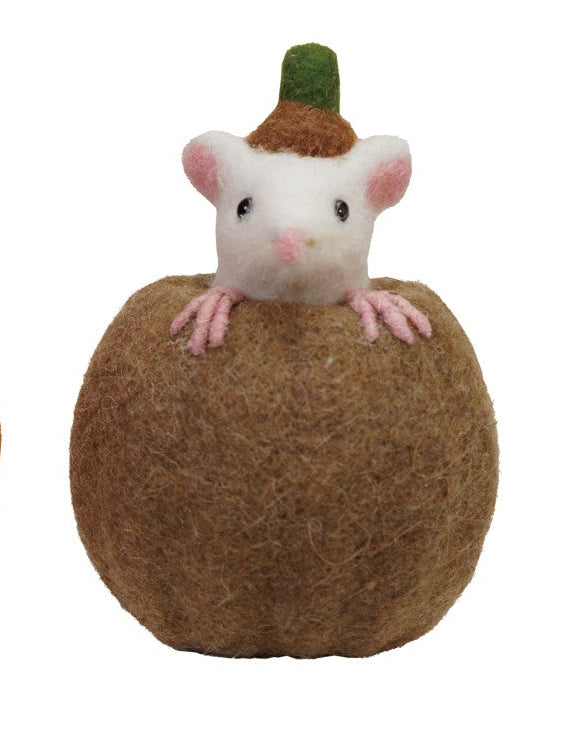 Wool Felt Pumpkin w/Mouse (2 Styles)