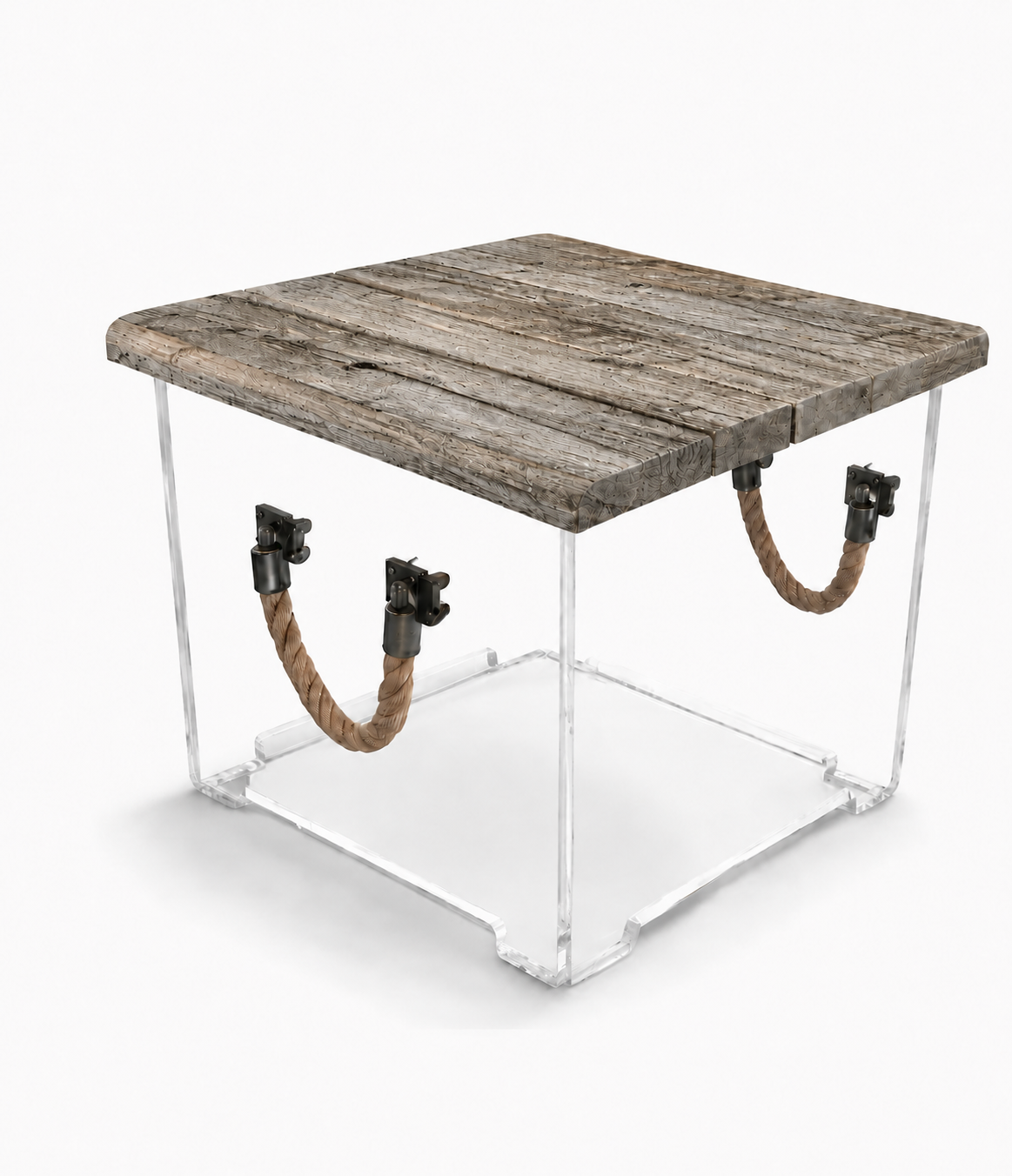 Clear cube w/ wood and rope handles