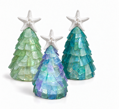 Seaglass Trees w/ Starfish + lights