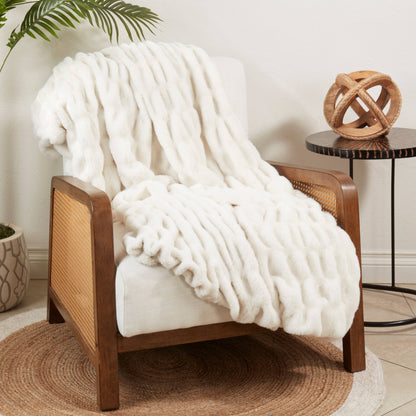 Faux Fur Throw: White